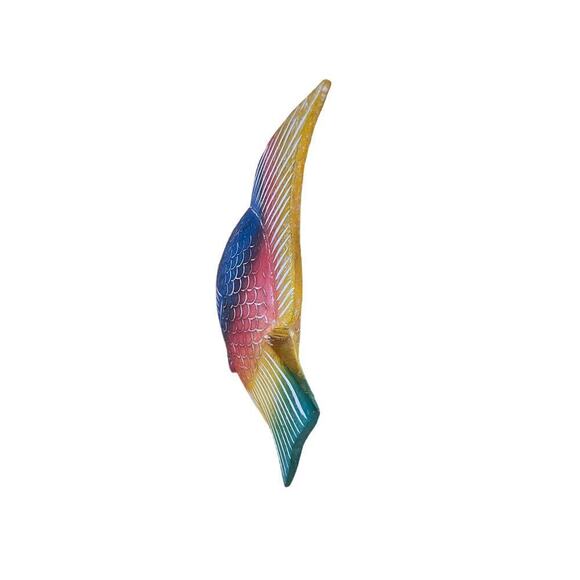 Beautiful Hand Carved painted Angel Fish. tropical color fish decor. 8"x7"beach - Picture 4 of 6